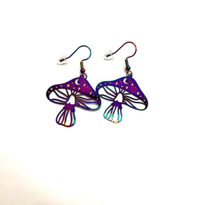 Purple Mushroom Earrings